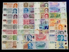 ARGENTINA 32 PCS ( FROM 1 PESO TO 20,000 PESOS) 50 YEARS OF MONETARY HISTORY UNC picture