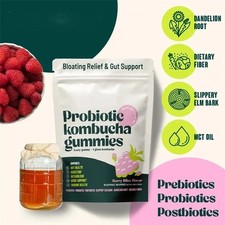 1-5 Bag Probiotic Kombucha Gummy - Prebiotics, Fiber Supplement USA Shipping picture
