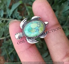 Turquoise Gemstone 925 Sterling Silver Plated 1 PC Handmade Sea Turtle Pendant picture