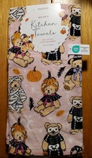 Envogue Halloween 🎃 Teddy Bears In Costumes 3-Pack COTTON Kitchen Towels Pink picture