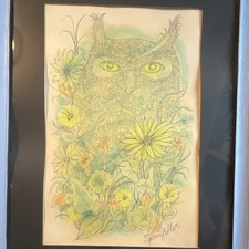 SPANFELLER 1/1 OOAK Original Artwork Drawing NYC ARTIST’S ESTATE DISCOVERY “OWL” picture