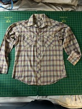 Vintage Lee Western Shirt Large,Plaid Pearl Snap USA Made 70s 80s Classic picture