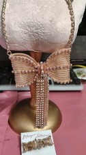 Set- Betsey Johnson Golden Bow  Iridescent Rhinestones Necklace & Earrings picture