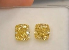 Yellow color 2 Pcs Diamond Loose Stone Yellow Cushion VVS1 D Grade + free Gift picture