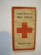 Vintage 1944 American Red Cross Paris France Folding Color City Map WWII Guide picture