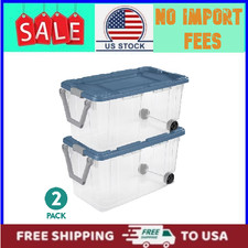 Sterilite Extra-Large Wheeled Rugged Storage Bin, 160 Quart Blue, 2 Pack picture