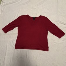 Lane Bryant 14/16 Red Keyhole Neck Top 3/4 Sleeve Plus Size Career Casual Office picture