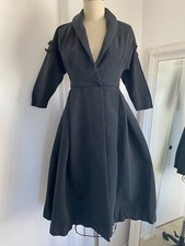 1940s 1950s True Vintage Art Deco Princess Coat Dress w/ Bows Fit & Flare XS picture