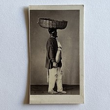 Antique CDV Photograph Black African Man Basket Slavery Rio De Janeiro Brazil picture