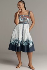 Anthropologie Maeve Sleeveless Square Neck Button Front Midi DressSz 1X NWT picture