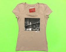 GUESS Los Angeles Women’s Short Sleeve T-Shirt NYC Size SMALL Beige w/Silver NEW picture