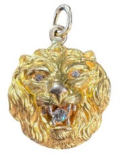 Vintage 1904 - 14k Yellow Gold & Diamond Lion Pendant 11 Grams No Scrap picture