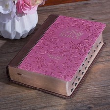 The Holy Bible KJV Giant Print  Berry Pink / Brown Thumb Indexed picture