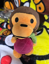 A Bathing Ape BAPE Baby Milo Plush Monkey Keychain w/ Key Ring Brown Tan picture