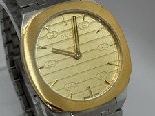 GUCCI 25H Quartz 34mm Gold Dial Stainless Steel Watch YA163403 picture
