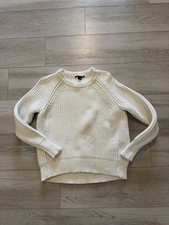 THEYSKENS' THEORY Fisherman Knit Shaker Sweater Cropped White Crewneck Sz XS picture
