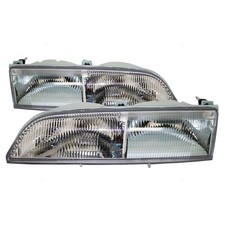 89-93 Ford T-Bird Thunderbird Headlights Headlamps Pair Set Halogen Chrome picture