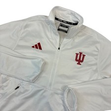 Adidas Quarter Zip Indiana University Hoosiers Mens L White Aeroready Pullover picture