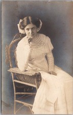 c1910s Washington DC Real Photo RPPC Postcard Pretty Young Woman in White Dress picture