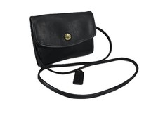 AUTH Vintage COACH Chrystie Black Leather Crossbody Shoulder Bag Purse K4D-9892 picture