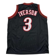 Autographed/Signed Allen Iverson Philadelphia Black Jersey BAS COA picture