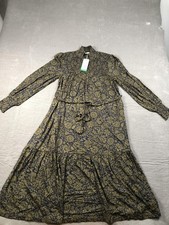 Boden Dress Womens 8P Green Floral High Neck Long Sleeve Tiered Maxi Jersey NWT picture