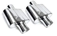 Stainless Steel Pair of Performance Universal Single Chamber Mufflers 3