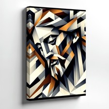 Wall Art Abstract Geometric Portrait Print Modern Cubist Face Canvas Home Decor picture