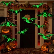 12PCS Halloween Hanging Glowing Bats Decorations for Outdoor Yard Indoor picture