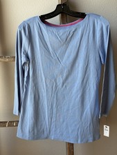 The Talbots Tee Soft Long Sleeve T-shirt Baby Blue Pima Cotton Sz Sm NWT picture