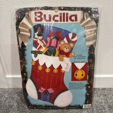 VTG Bucilla Jumbo Felt Christmas Stocking Kit 28” #82913 Chock Full of Toys NEW picture