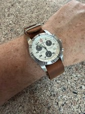 Wenger Men's Swiss Made Panda Chronograph Date Brown Leather Strap. 537.0936 picture