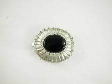 Fabulous Panetta Double Strand Jewelry Clasp Onyx & Crystal Rhinestone hand set picture