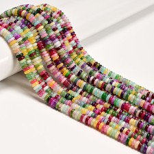 Multi-color Dyed Jade Smooth Rondelle Beads Size 2x6mm 15.5'' Strand picture