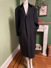 Vtg FILLINGS Pristine 1940 50s Mid Century 100% Wool Lux Long Over Coat L X picture