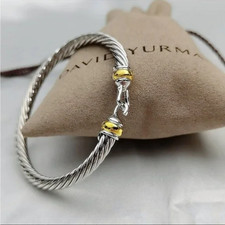 David Yurman Sterling Silver 18K Gold Cable Hook Bracelet picture