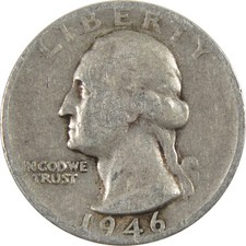 1946 S Washington Silver Quarter Circulated 25c Coin Collectible picture