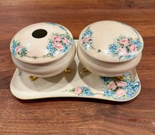 Antique TK Czech Hand Painted Vanity Dresser Set Limoges UC Tray Roses picture