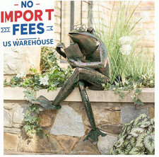 Wind and Weather Reading Frog Metal Yard Sculpture Lawn Garden Art Accessory picture