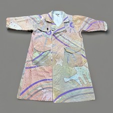 VTG Hand Painted Denim Duster Canvas Trench Coat Open-Front Art 2Wear Outlandis picture