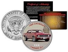 1969 CHEVROLET CAMARO ZL1 Auction Muscle Car Colorized JFK Half Dollar US Coin picture