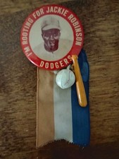 RARE 1947 Baseball I’m Rooting for Jackie Robinson Rookie Brooklyn Dodgers Pin picture