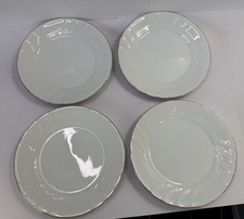 Mikasa Wedding Band Gold L9709 Dinner Plates Set of 4 White Gold Rim 10.5