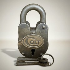 Colt 1855 Cabinet Cast Iron Lock with Brass Tag & Keys picture