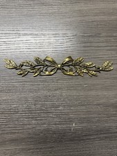 Vintage Ornate Brass Pediment Ribbon 9” Floral French Furniture Decoration (106) picture