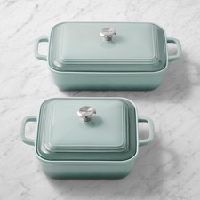 Le Creuset San Francisco Covered Baker Set 4 Pc Sea Salt Stoneware New picture
