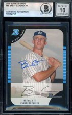 Brett Gardner Gem Mint 10 Beckett BAS Signed 2005 Bowman Draft Rookie Autograph picture