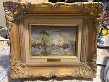 Raul Escarzaga Signed Oil on Canvas Landscape Framed Painting picture