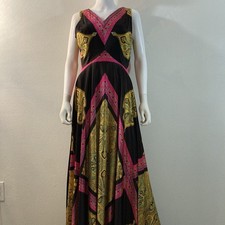 Vintage Maxi Dress, Elinor Gay, 1960s, Paisley Multi Color Dress picture