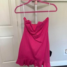 Lulus Hot Pink Strapless Ruffle Hem Mini Dress picture
